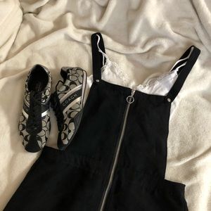 Black Suede Overall Dress